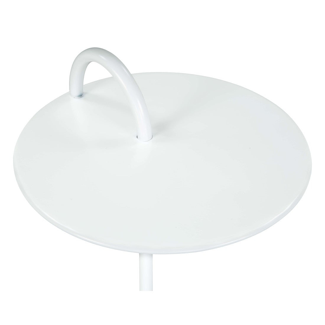 25" White Iron And Marble Round Pedestal End Table