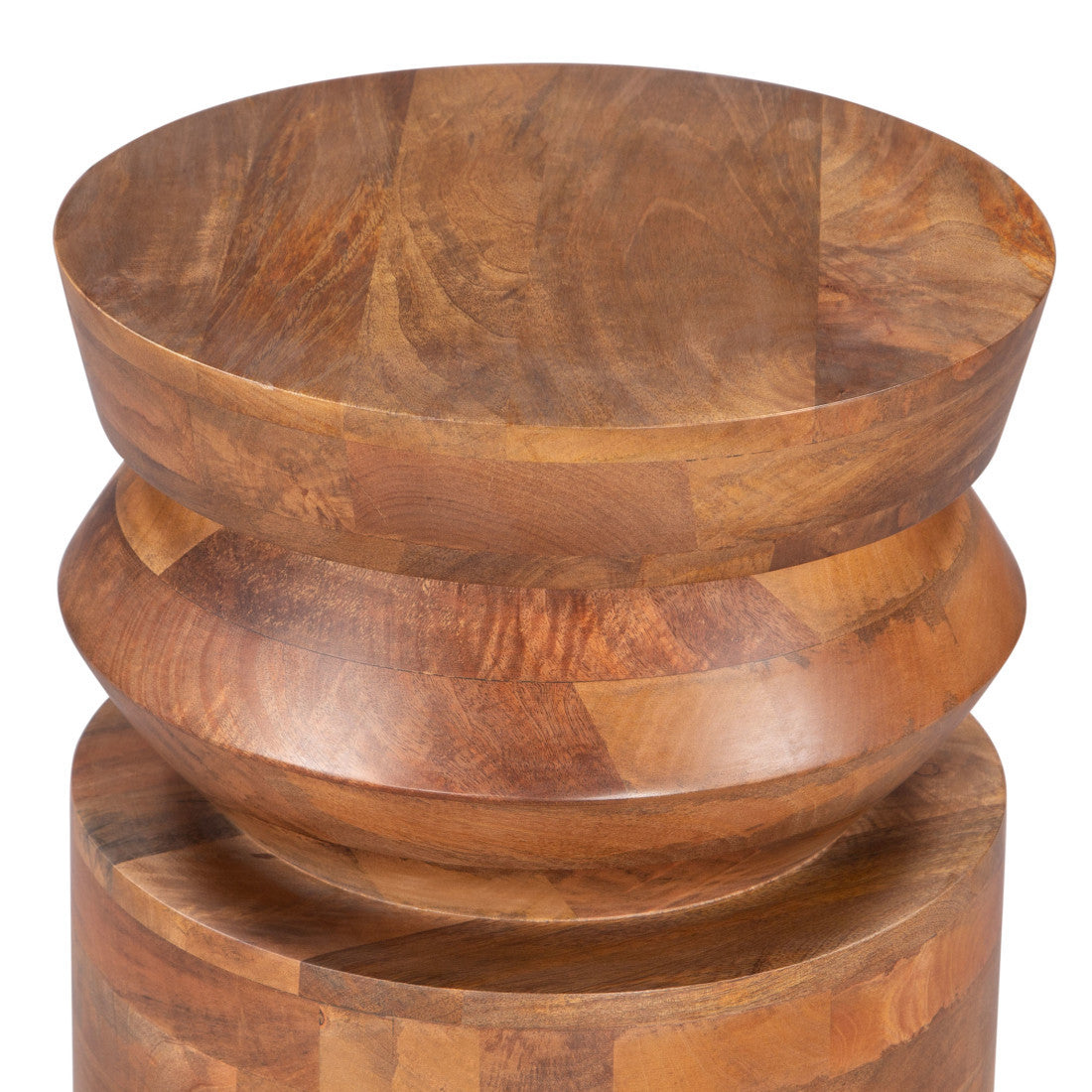 19" Brown Solid Wood Round Drum End Table