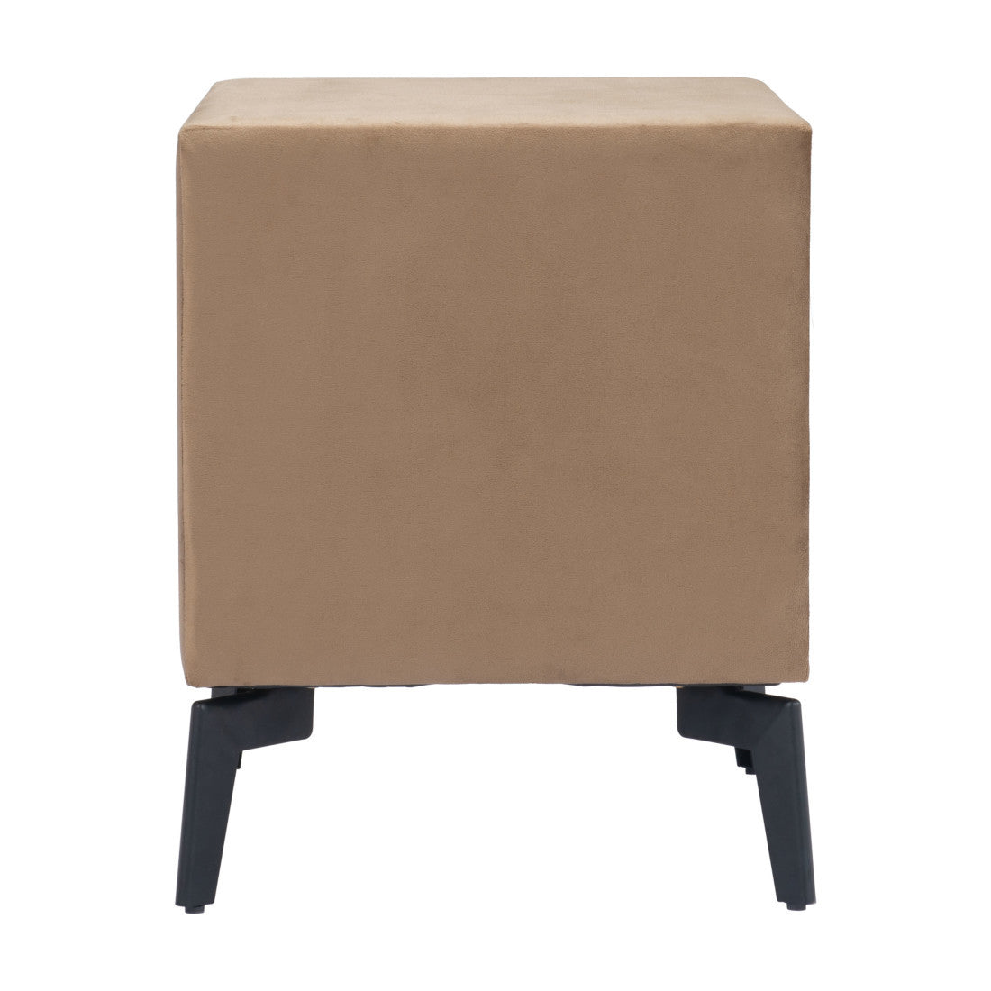 20" Brown and Black Velvet Wood and Steel End Table With Two Drawers