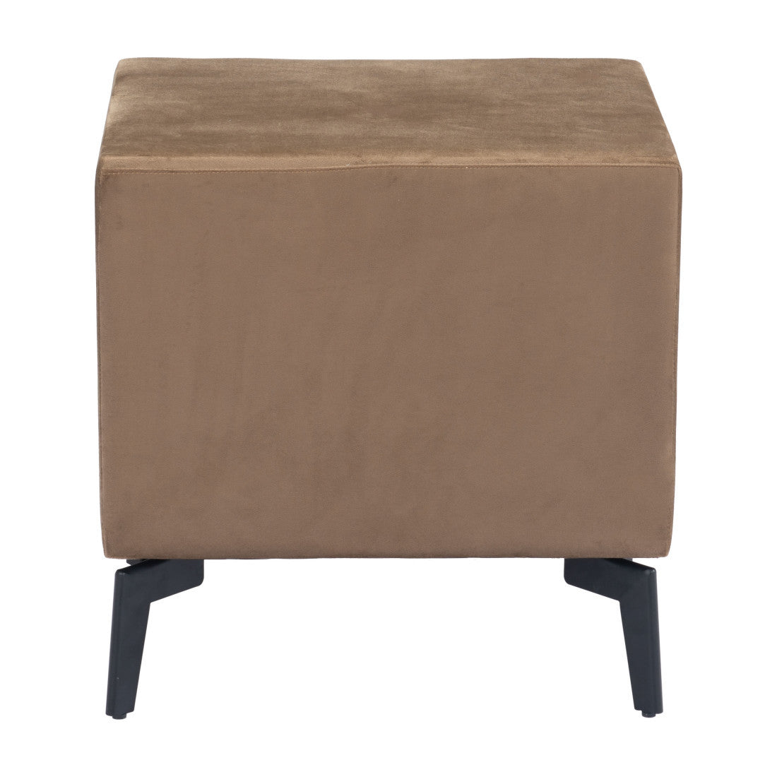20" Brown and Black Velvet Wood and Steel End Table With Two Drawers