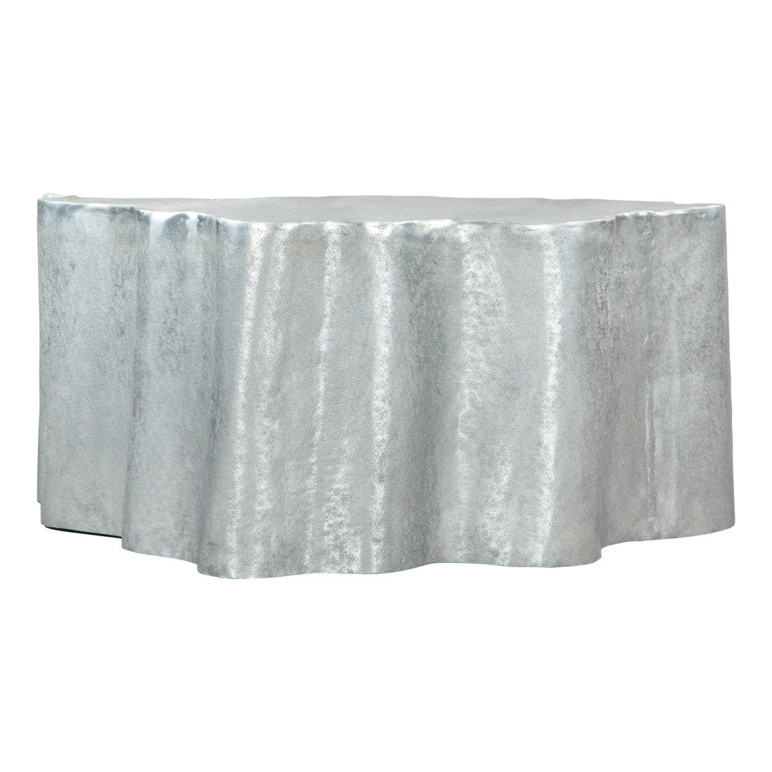 37" Silver Aluminum Free Form Solid Coffee Table