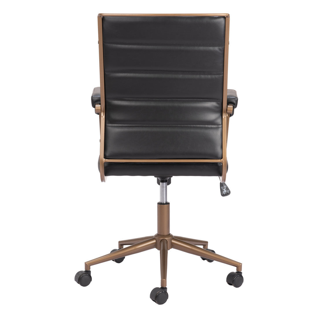 Black and Bronze Adjustable Height Faux Leather Swivel Rolling Office Chair