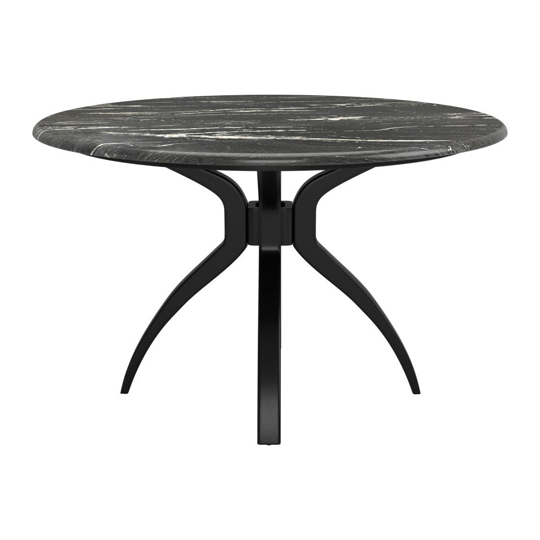 50" Black Faux Marble and Steel Pedestal Base Round Top Dining Table