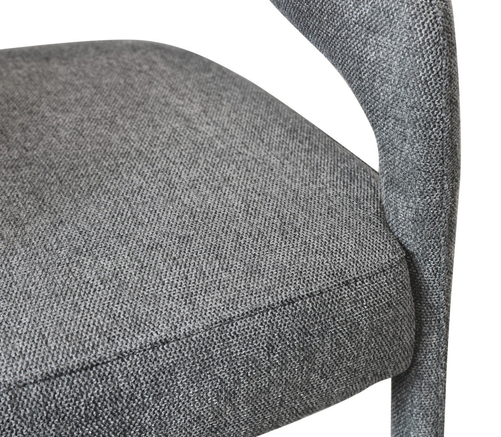 25" Gray Metal and Fabric Low Back Counter Height Bar Chair