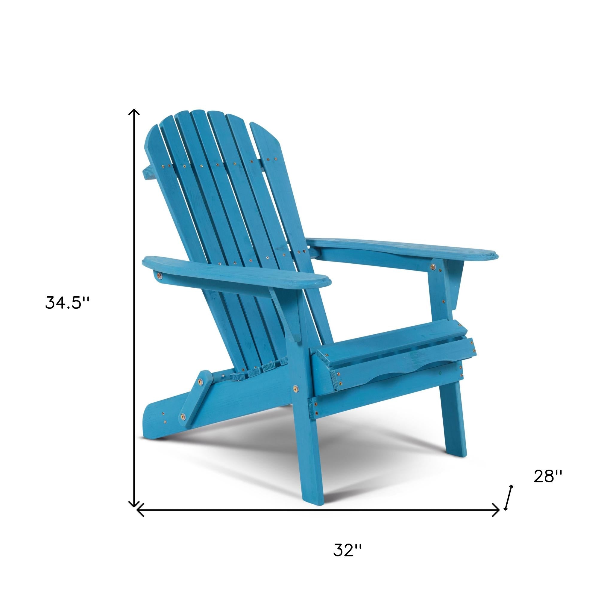 32" Blue Solid Wood Outdoor Folding Stacking Adirondack Chair