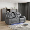 75" Light Gray Faux Leather Power Reclining Loveseat With Storage