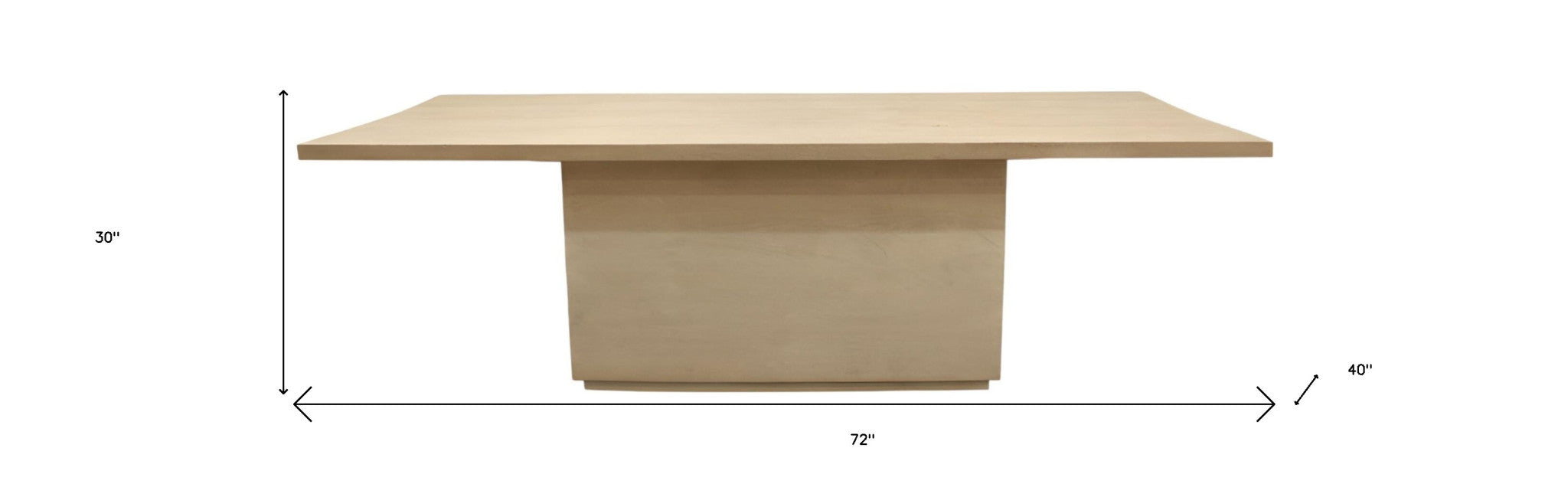 72" Natural and Brown Solid Wood Pedestal Base Dining Table