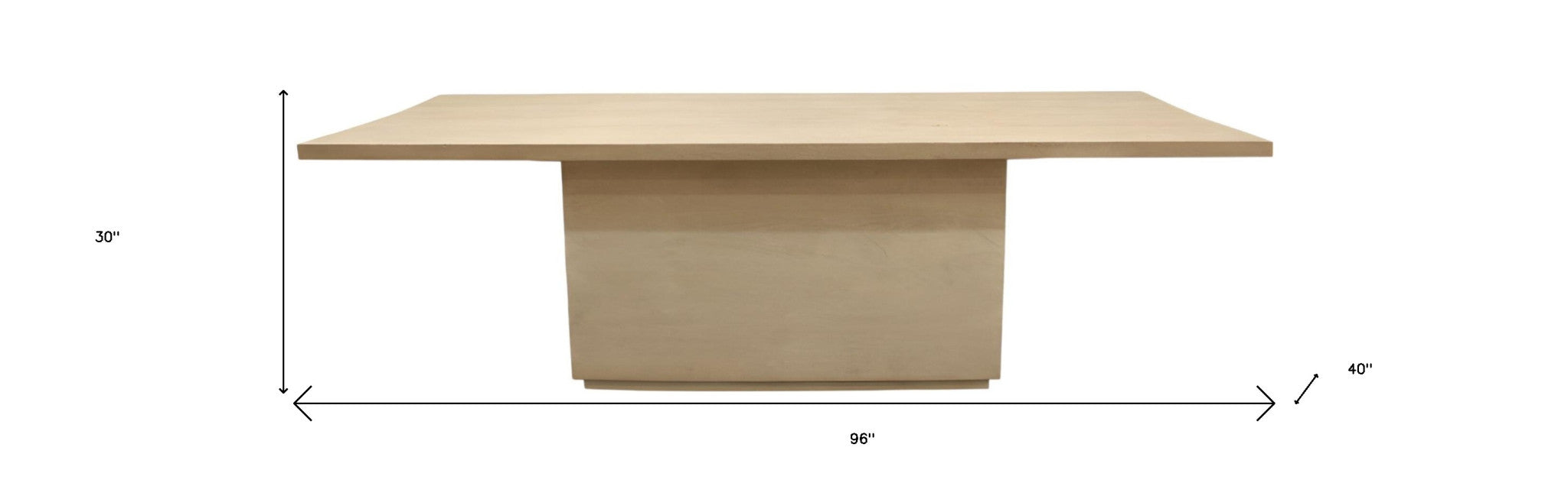 96" Natural and Brown Solid Wood Pedestal Base Dining Table