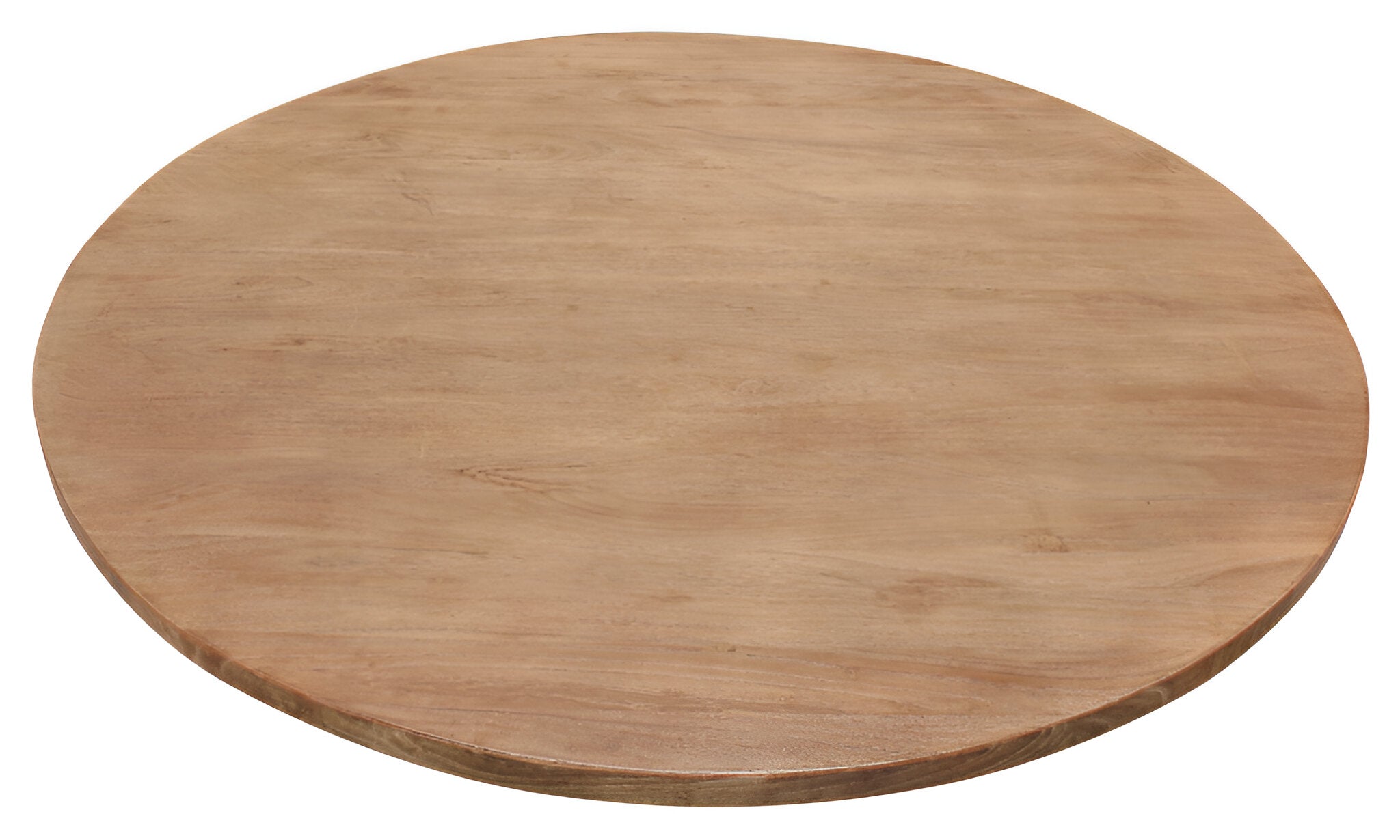 60" Natural And Black Rounded Solid Wood And Iron Pedestal Base Dining Table