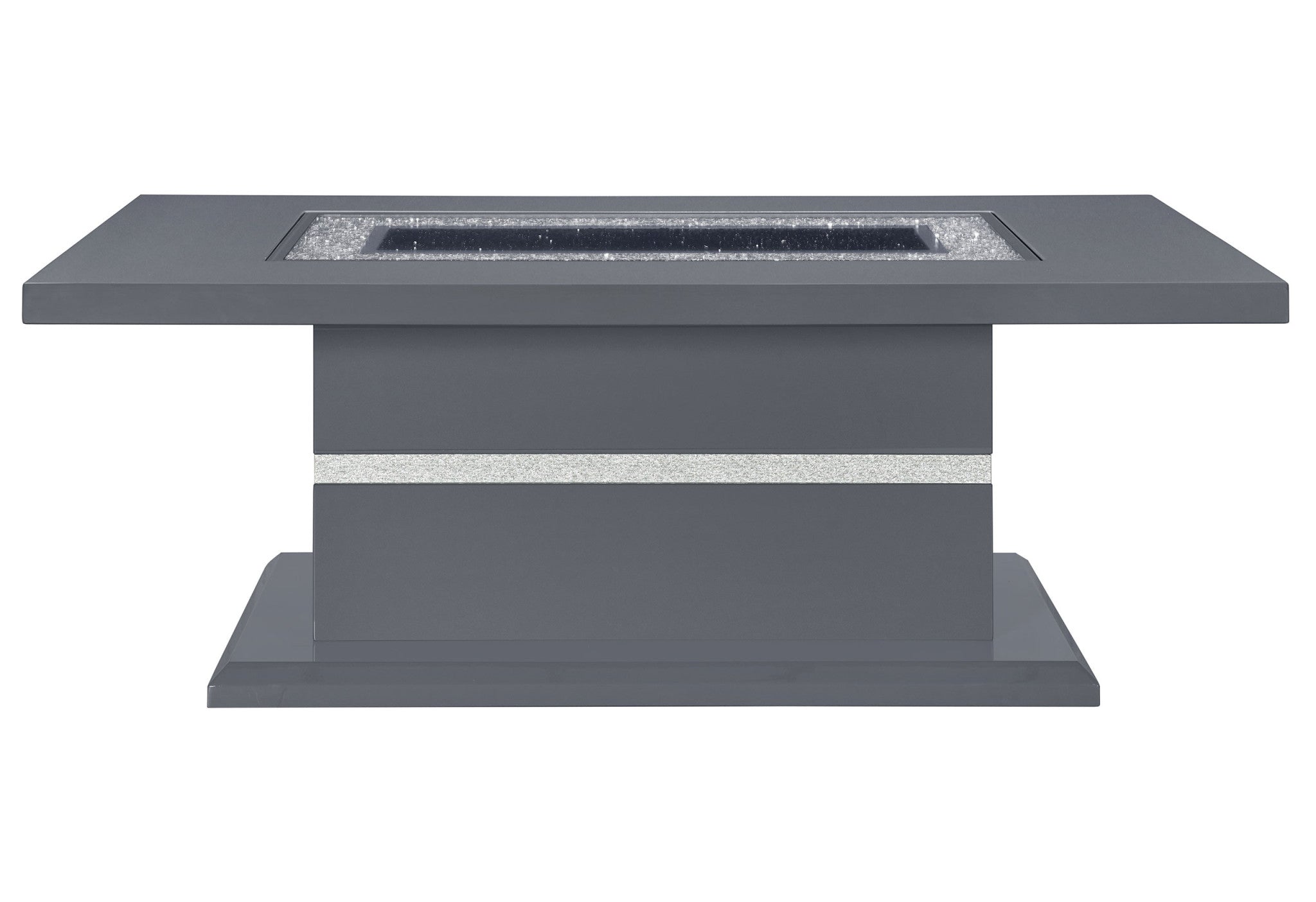 52" Dark Gray Wood And Faux Crystal Pedestal Coffee Table