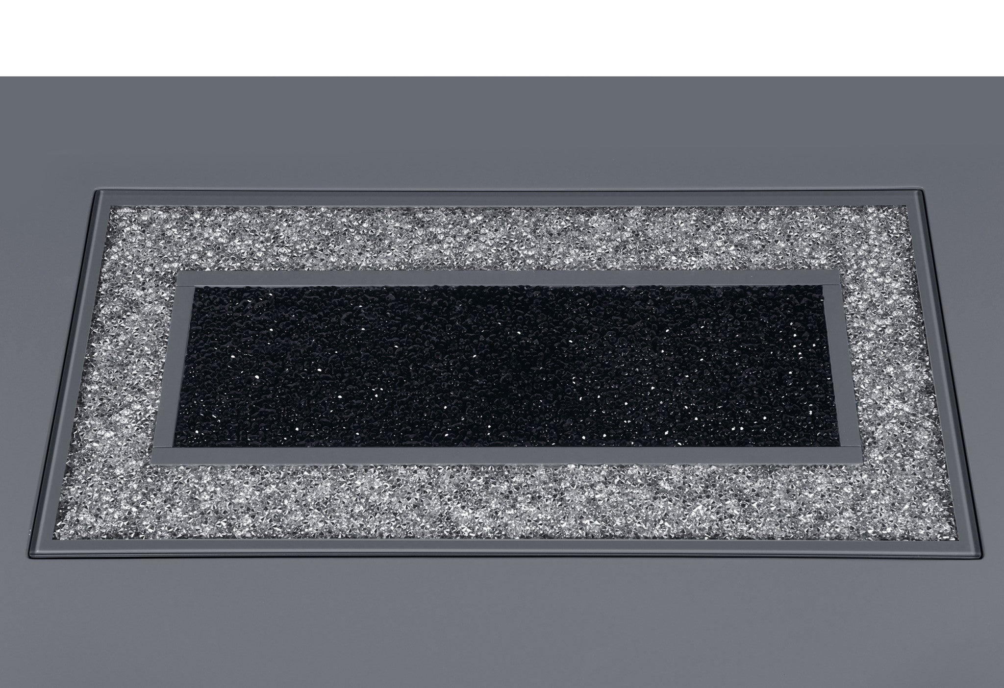 52" Dark Gray Wood And Faux Crystal Pedestal Coffee Table
