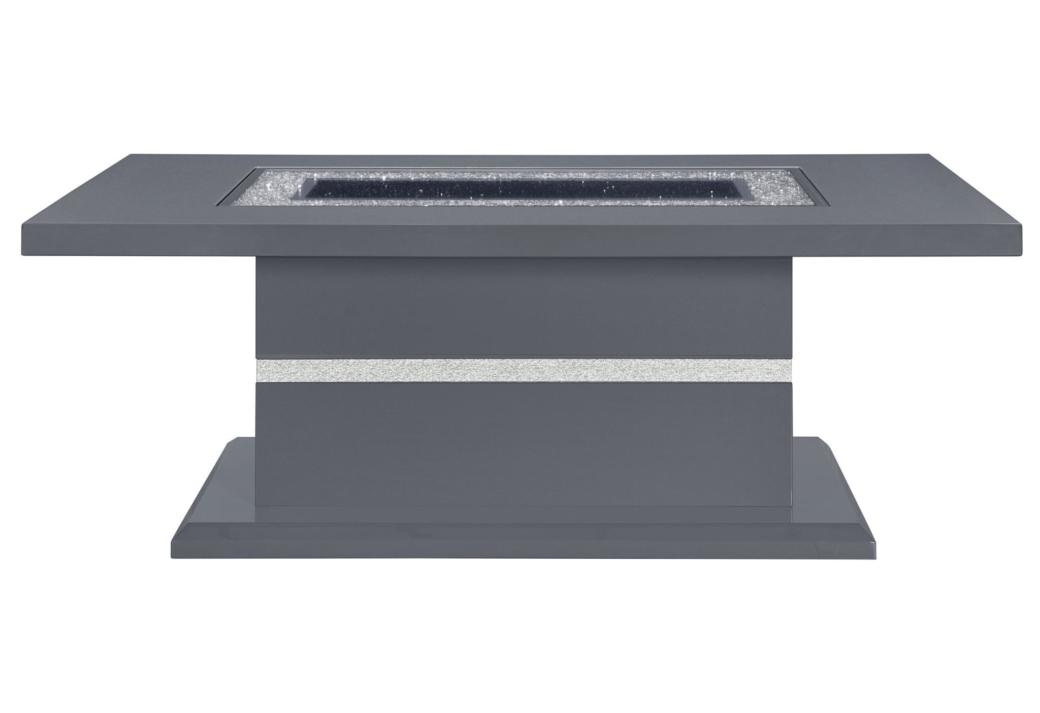 52" Dark Gray Wood And Faux Crystal Pedestal Coffee Table
