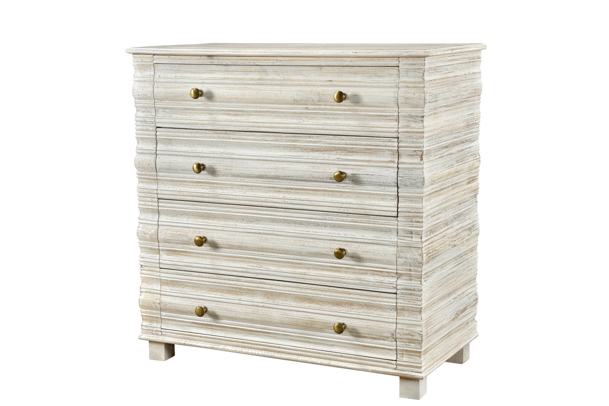 36" White Solid Wood Four Drawer Standard Chest