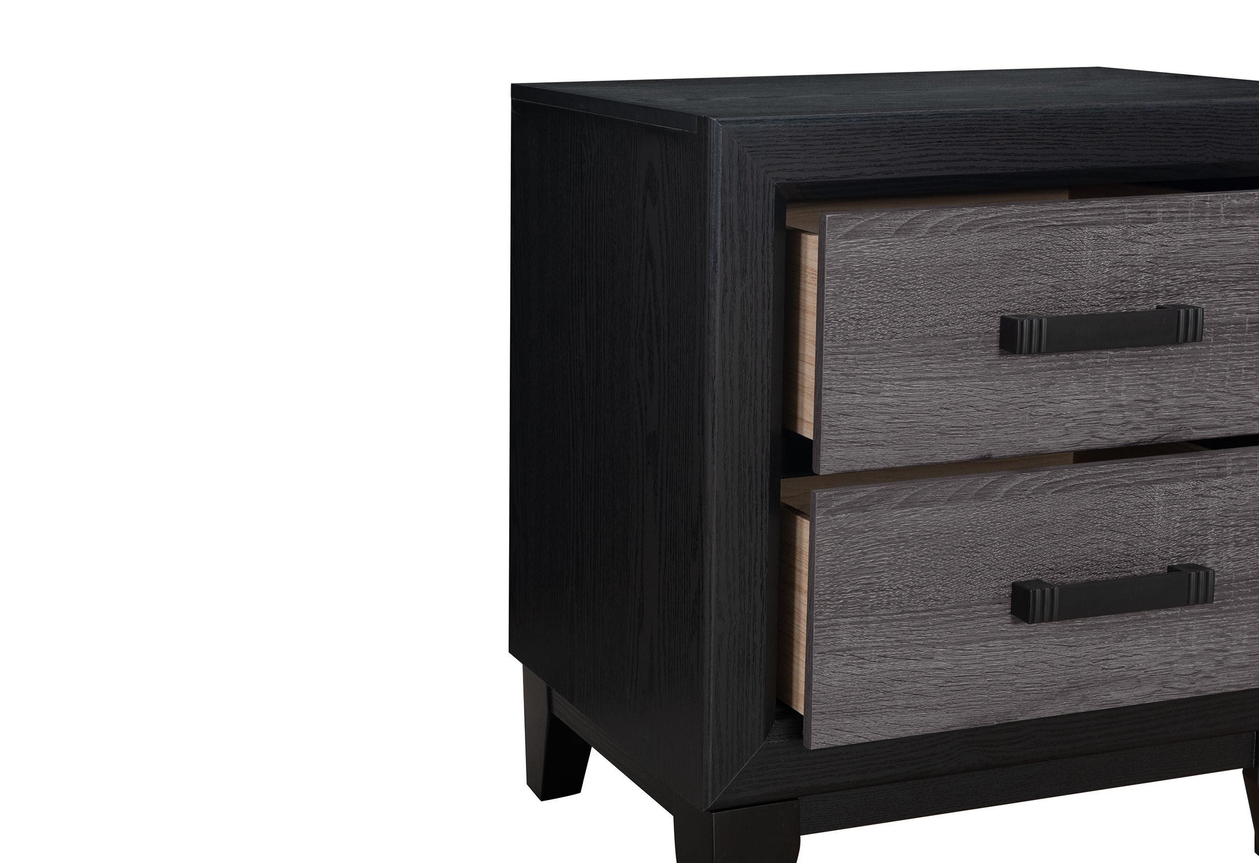 22" Black And Gray Wood Two Drawer Nightstand
