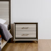 25" Silver And White Wood Lighted Two Drawer Nightstand