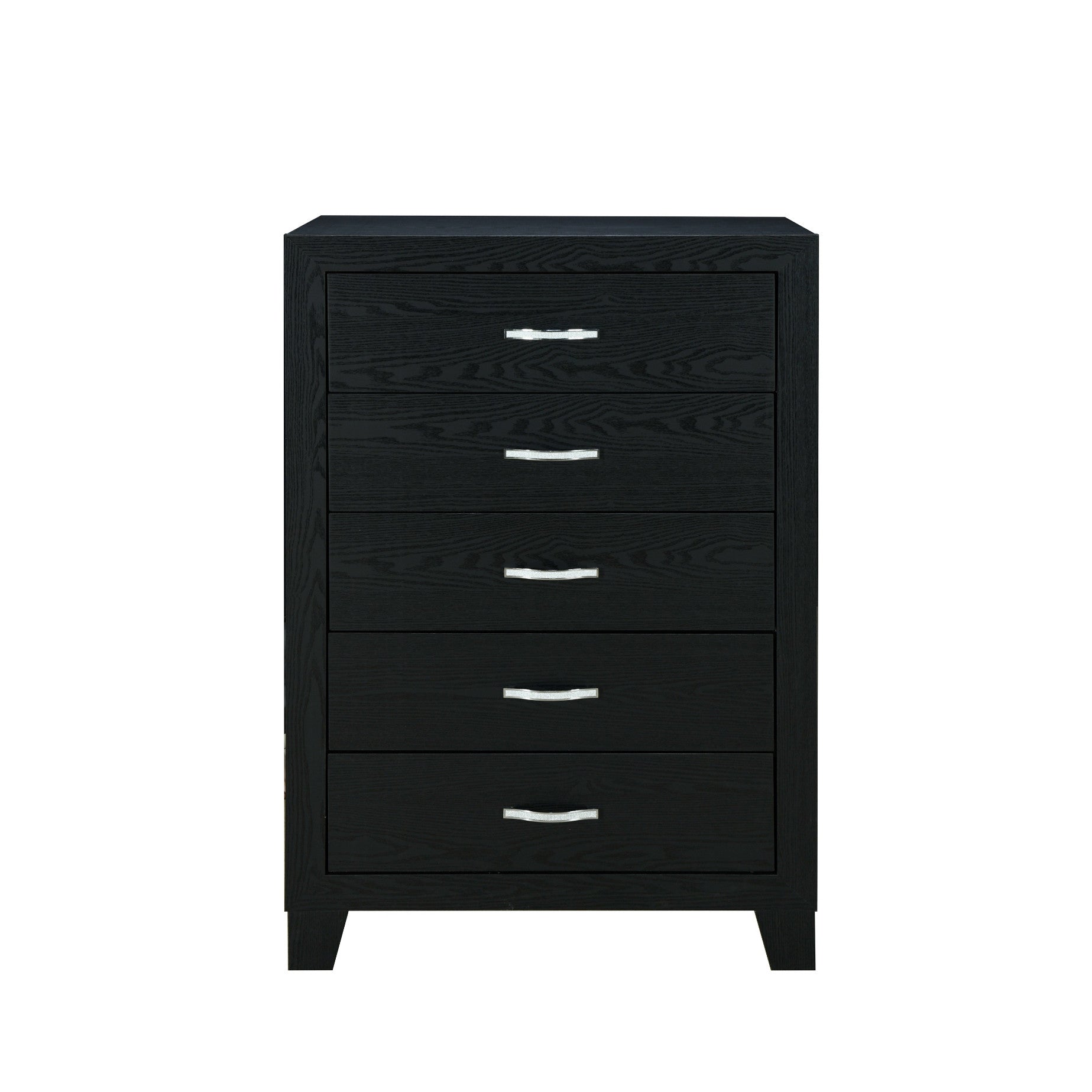 32" Black Wood Five Drawer Dresser