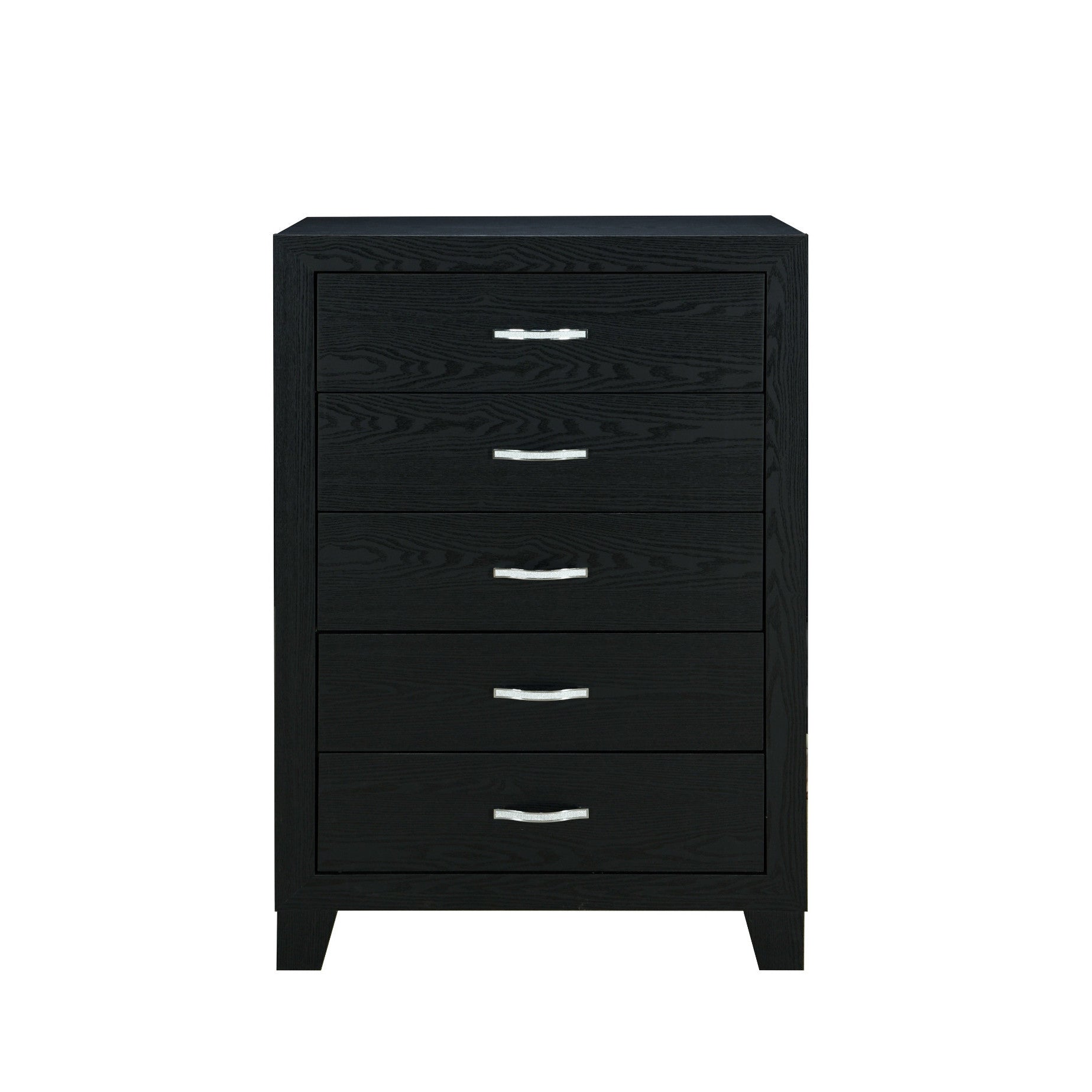 32" Black Wood Five Drawer Dresser