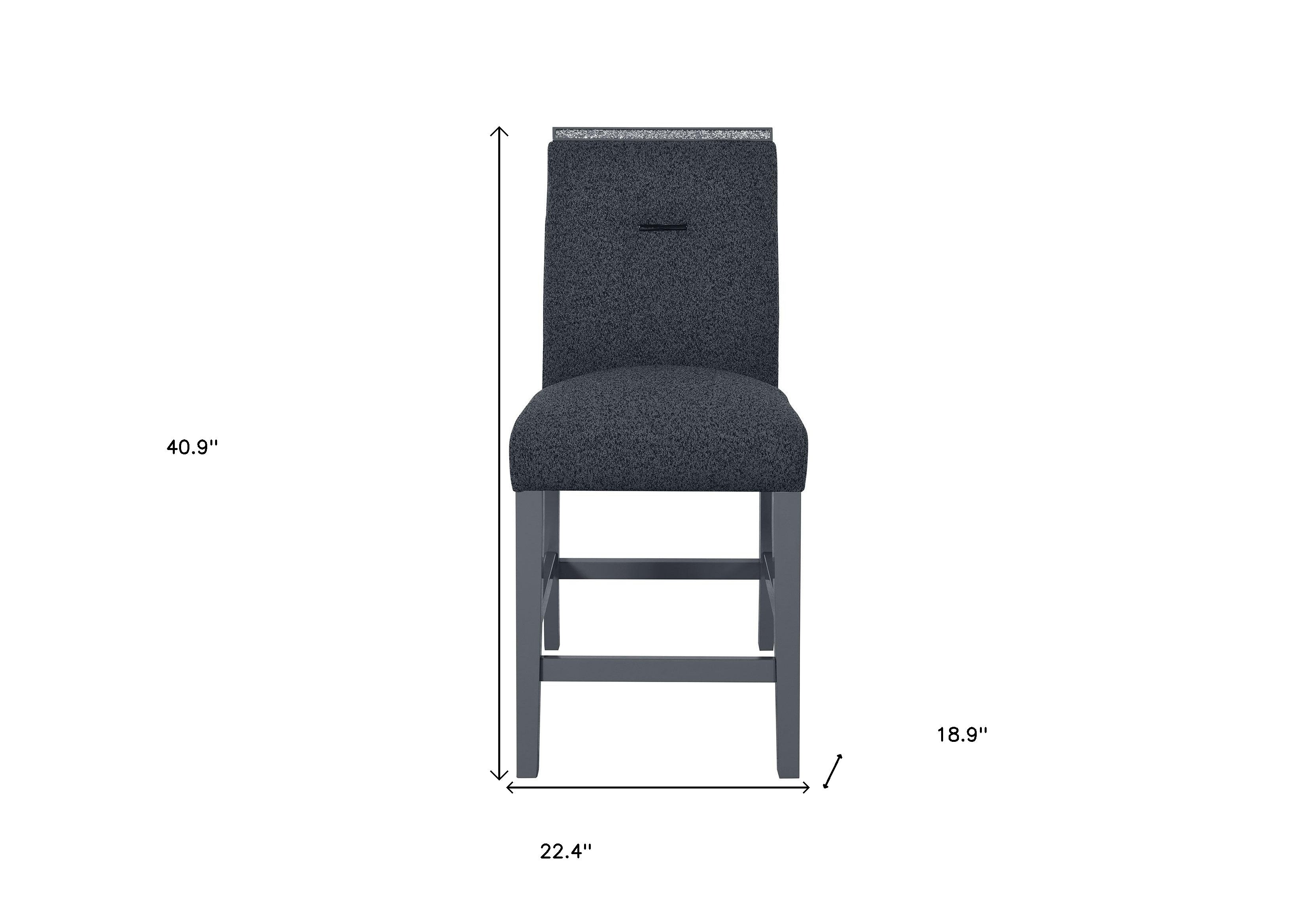 25" Dark Gray Wood and Suede Counter Height Bar Chair
