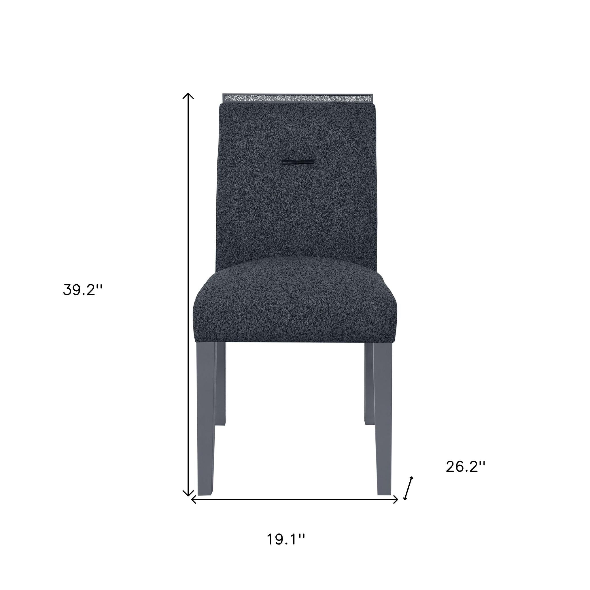 Dark Gray Upholstered Fabric With Faux Crystal Bling Dining Side Chair