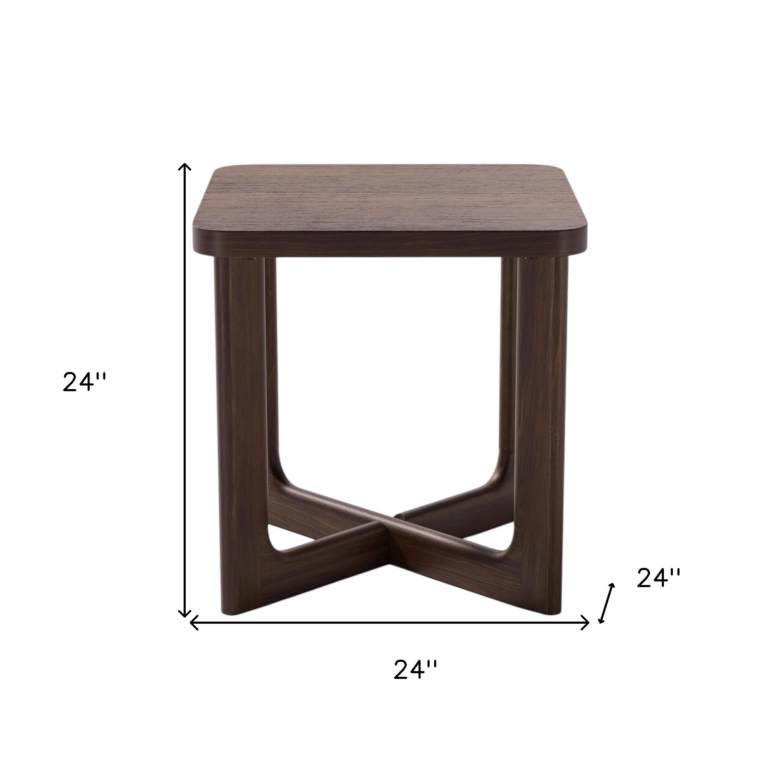 24" Brown Solid Wood Square Sled End Table