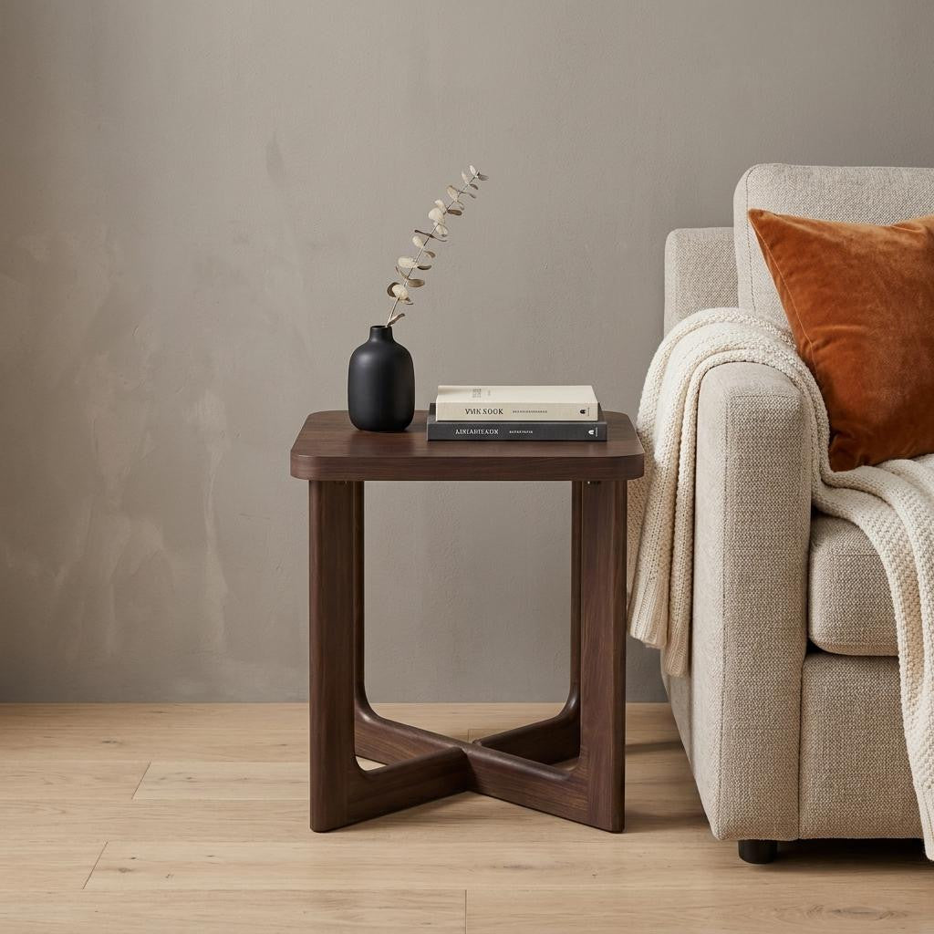 24" Brown Solid Wood Square Sled End Table