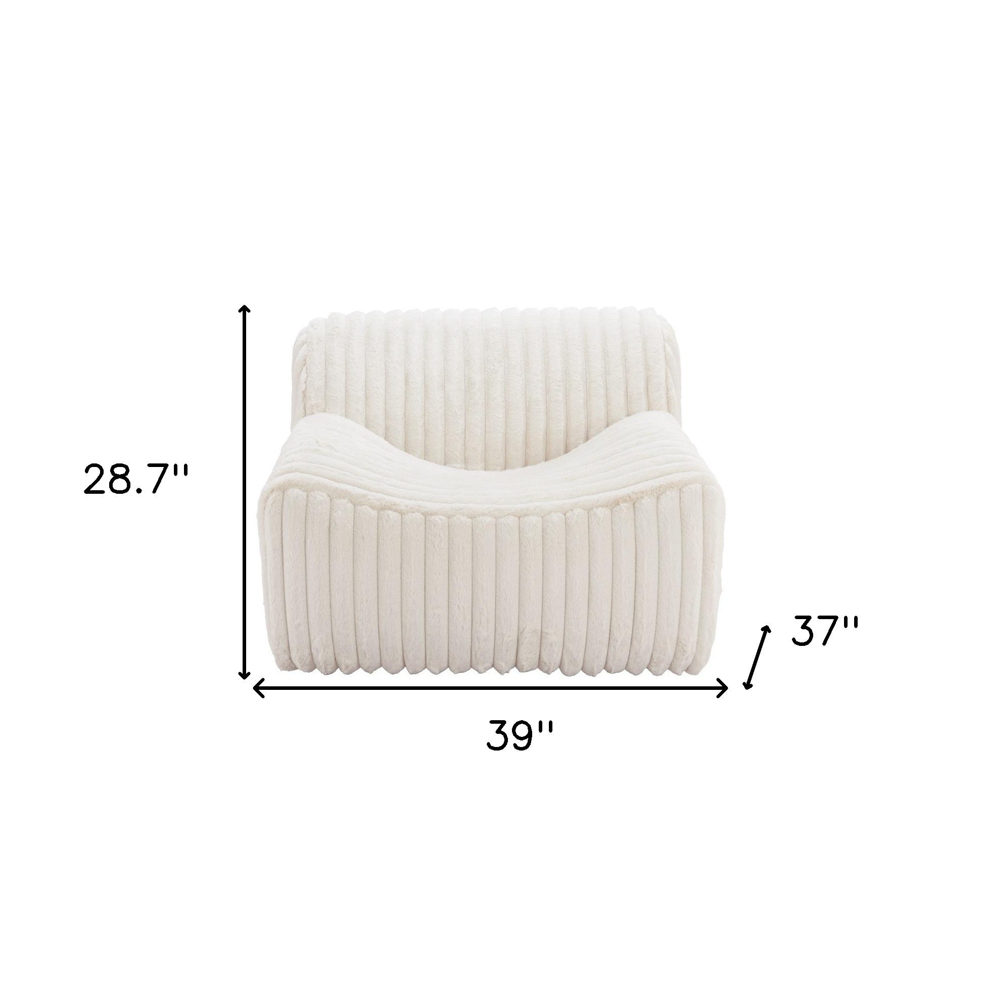 39" Cream Faux Fur And Upholstered Tufted Lounge Chair