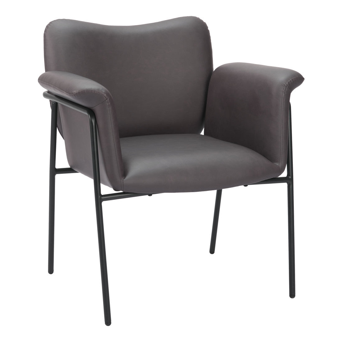 31" Brown And Black Faux Leather And Faux Leather Arm Chair