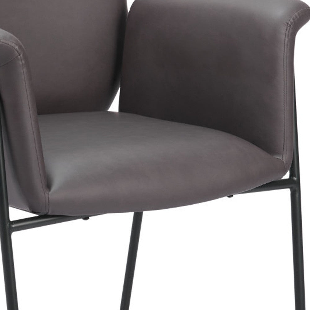 31" Brown And Black Faux Leather And Faux Leather Arm Chair