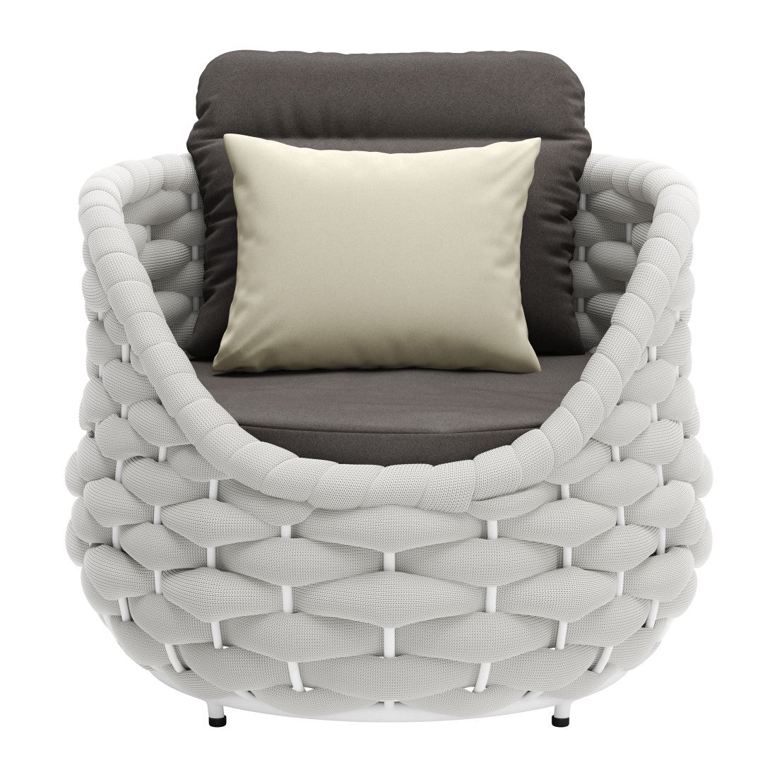 34" Gray And White Fabric Club Chair And Toss Pillow