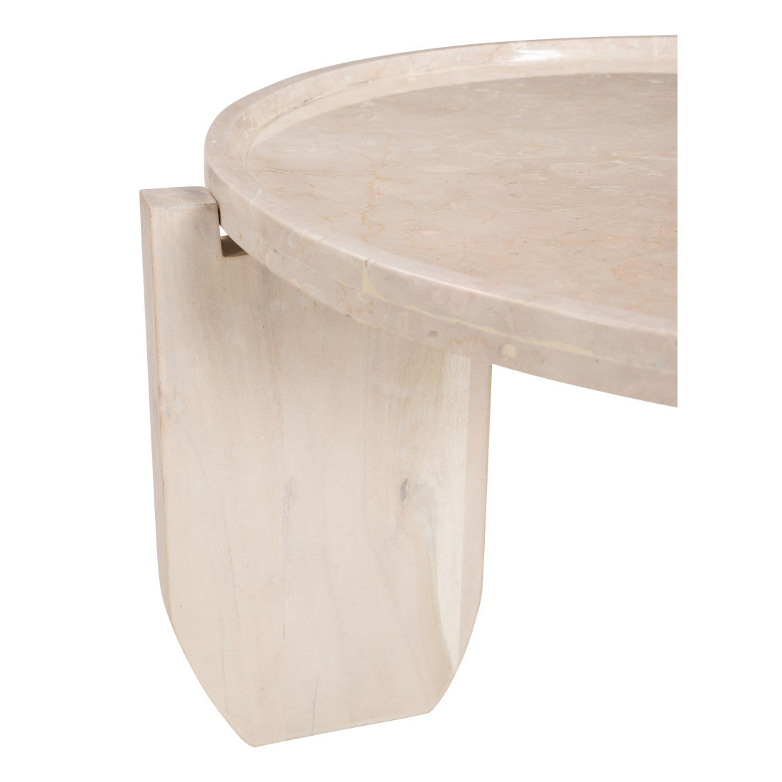 30" Natural Genuine Marble and Marble Round Coffee Table