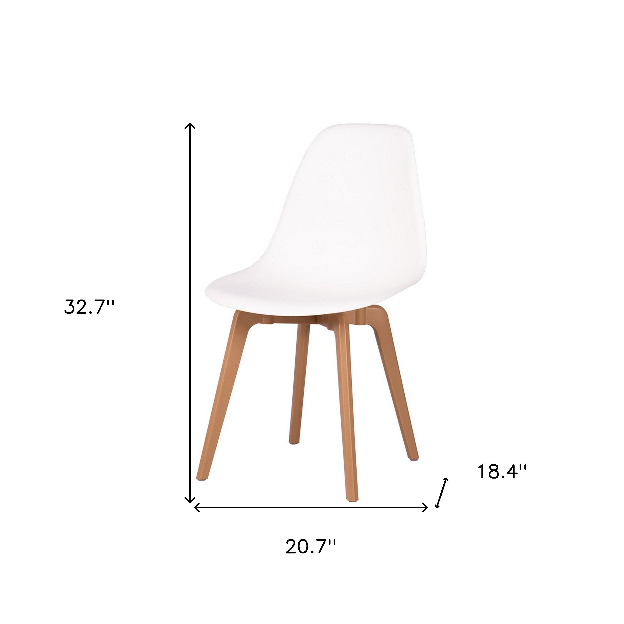 Set of Four White and Natural Heavy Duty Plastic Dining Side Chairs