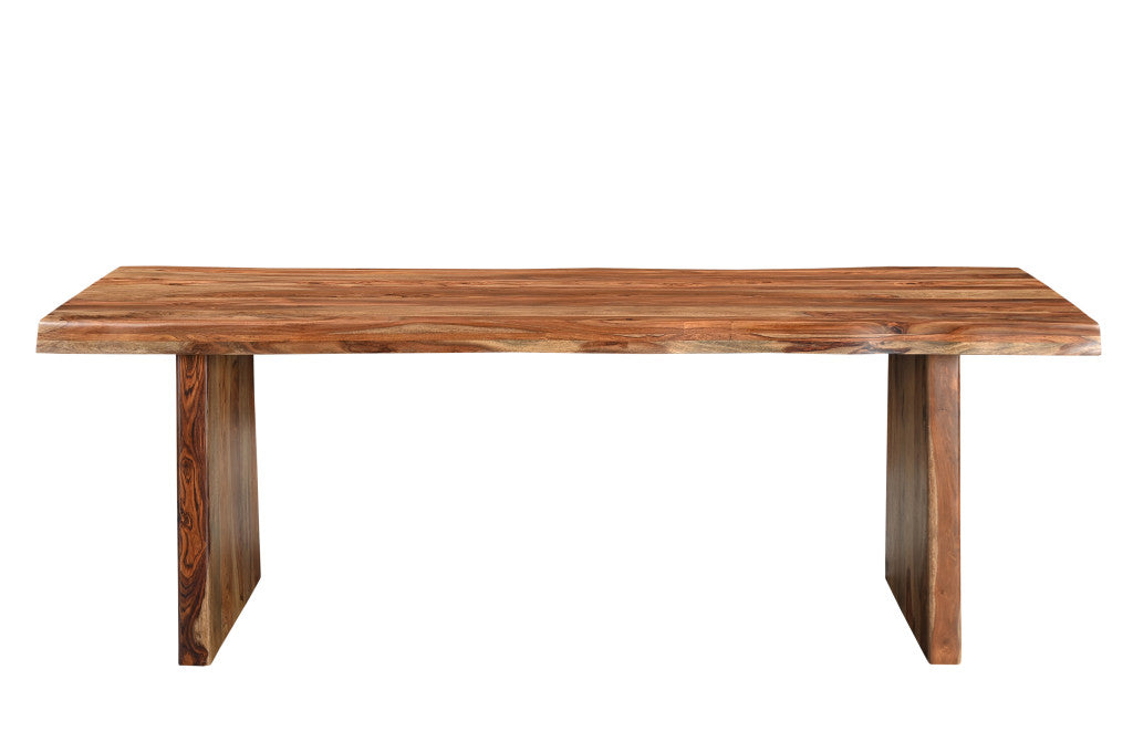 86" Brown Wood Double Pedestal Live Edge Dining Table