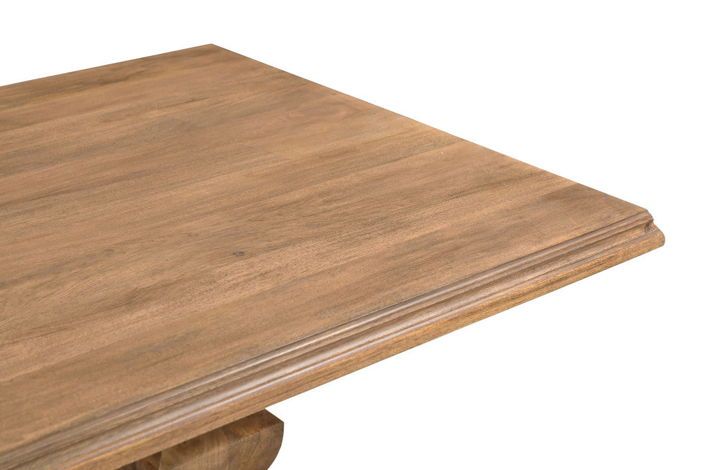96" Brown Solid Wood Double Pedestal Base Dining Table
