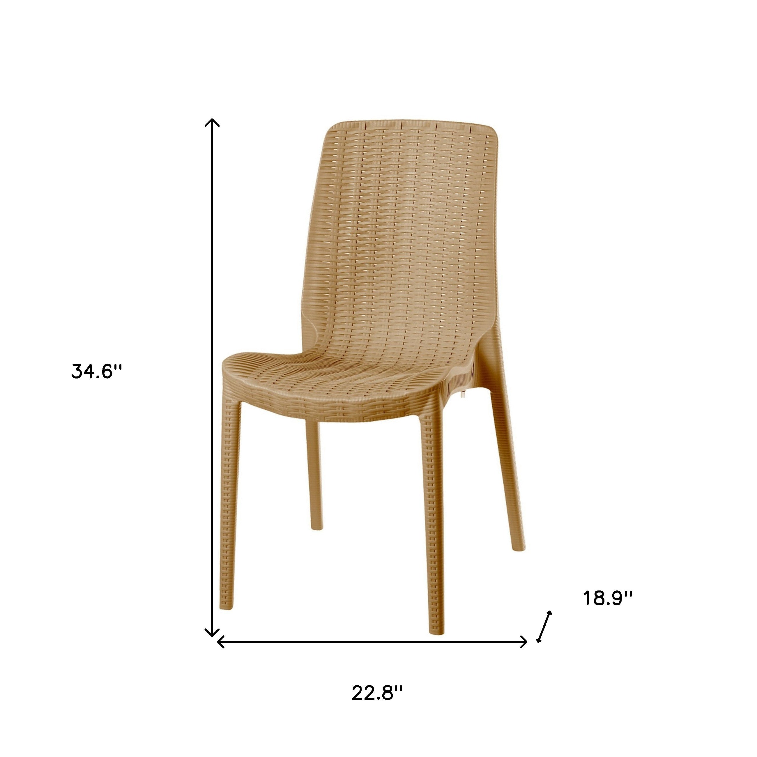 Set of Four Tan Heavy Duty Plastic Outdoor Stacking Dining Chairs