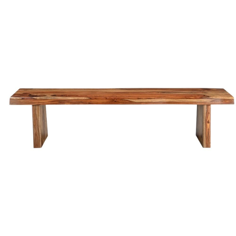 75" Brown Solid Wood Live Edge Dining Bench