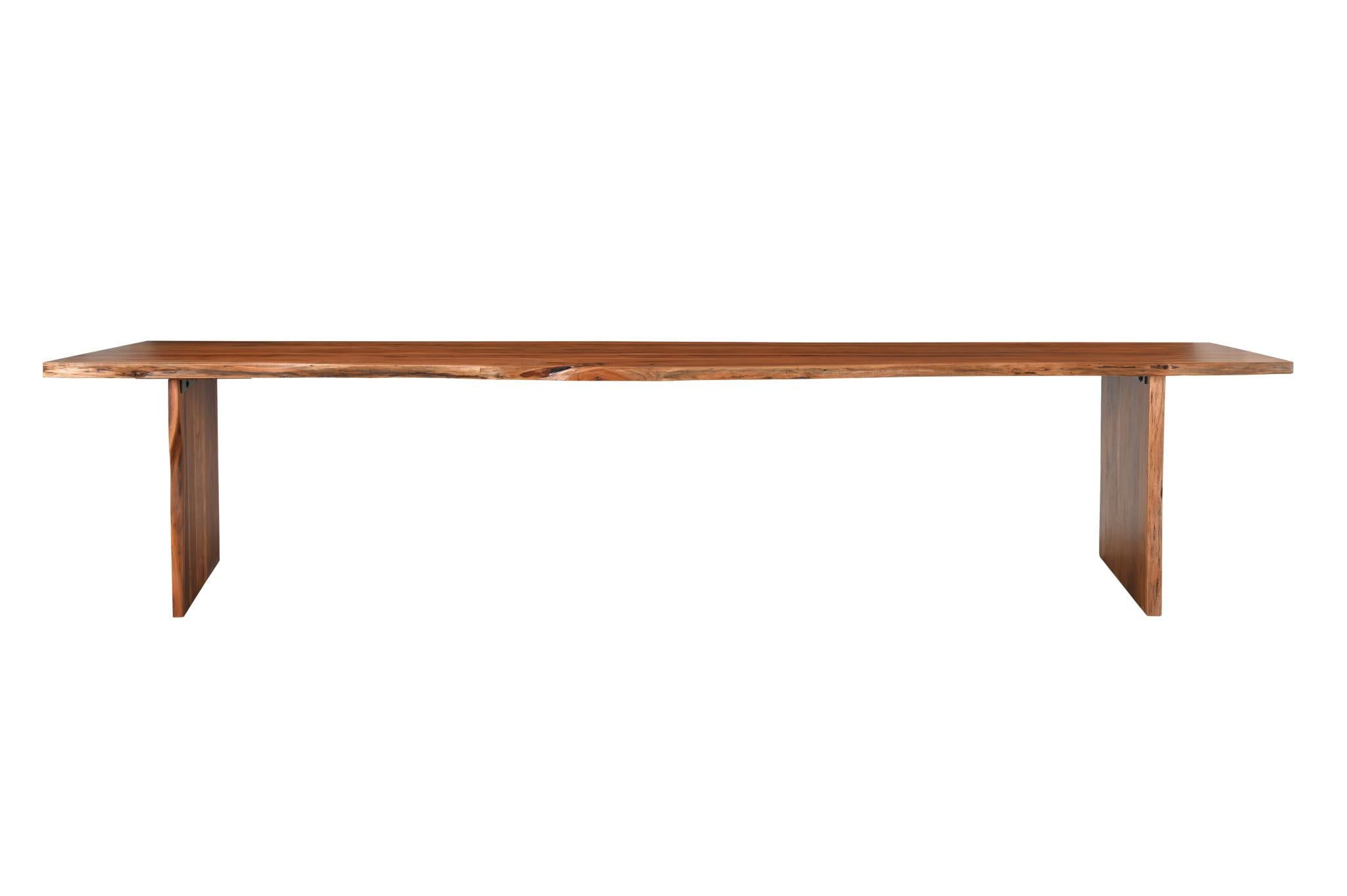 60" Brown Solid Wood Live Edge Dining Bench