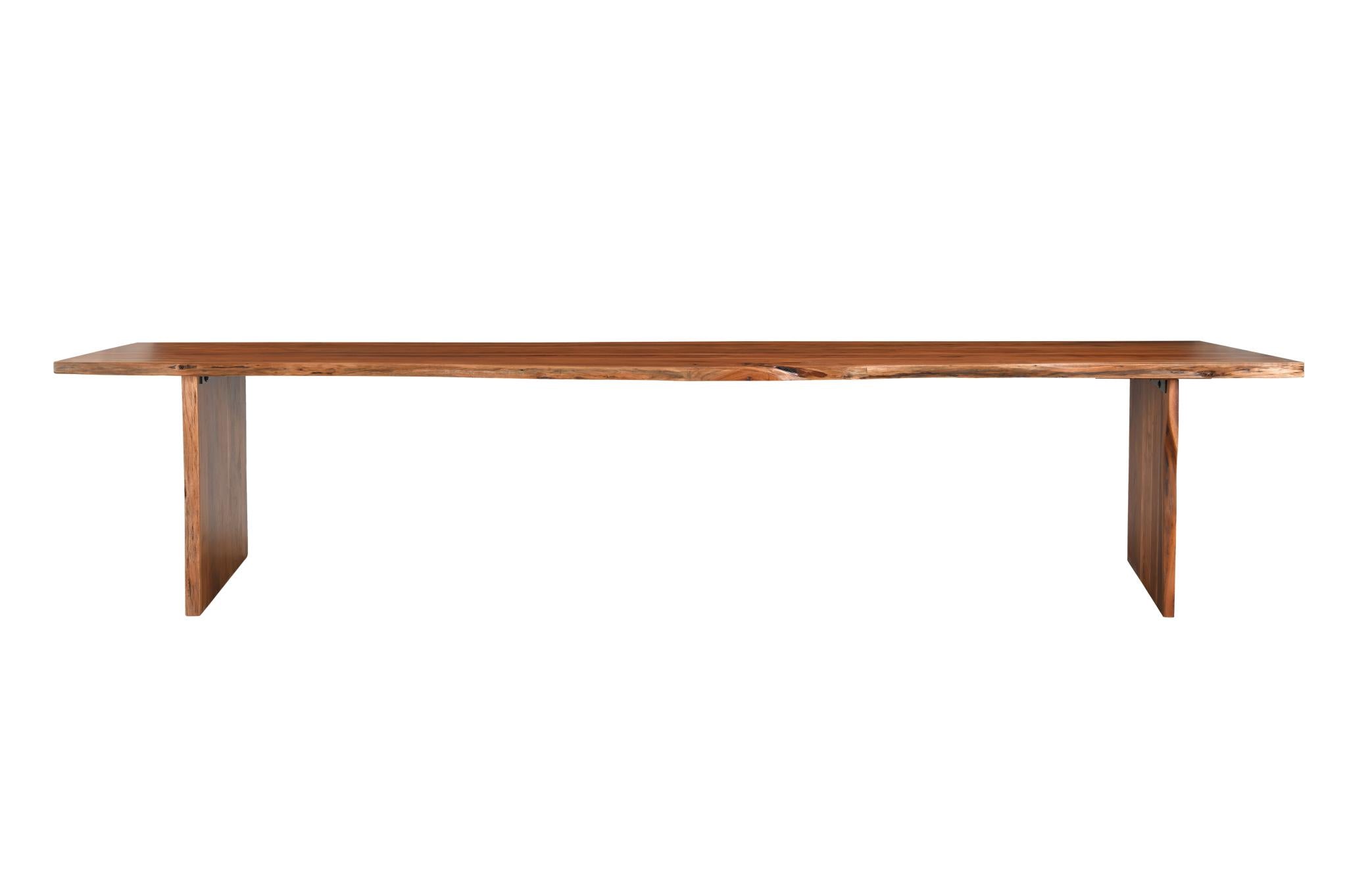 60" Brown Solid Wood Live Edge Dining Bench