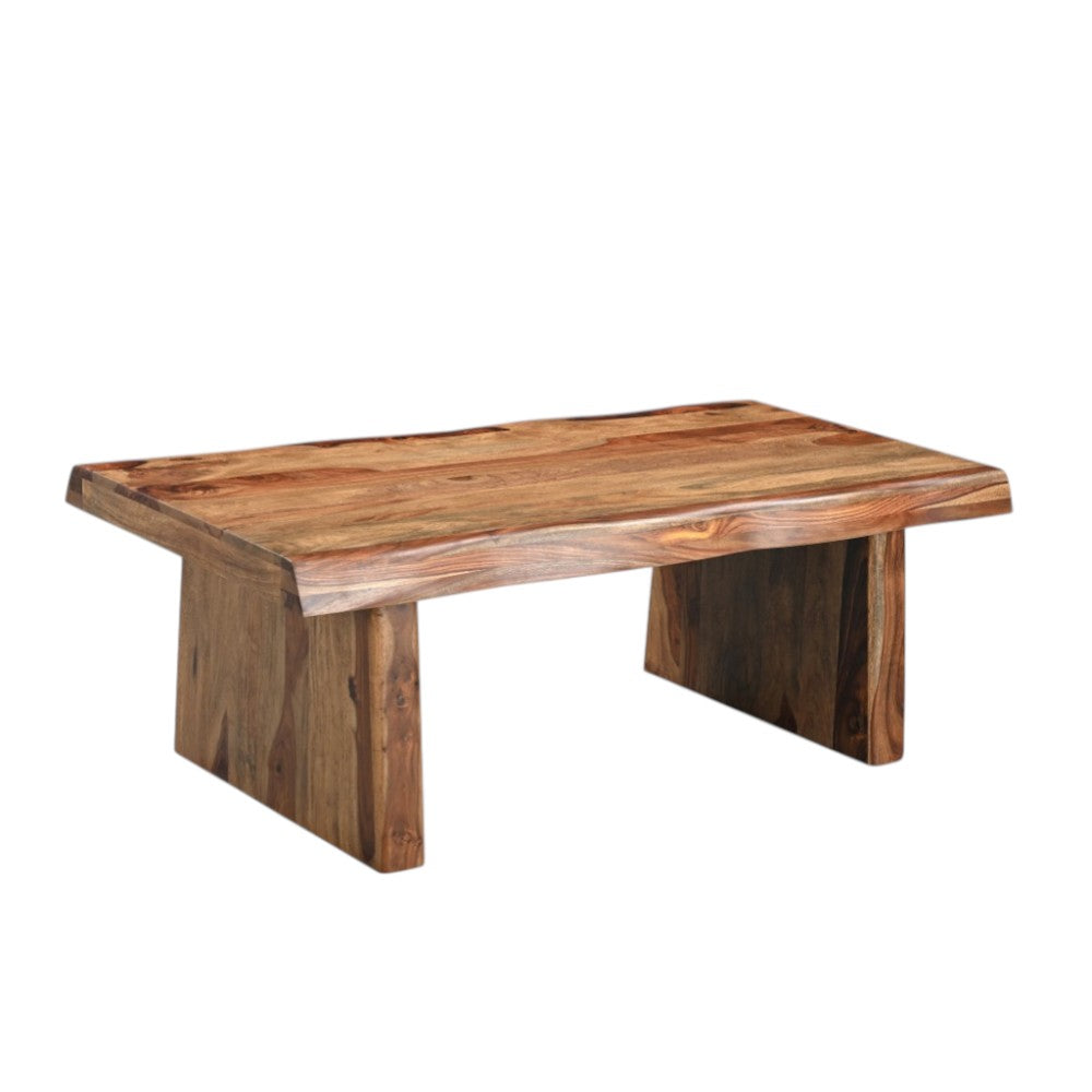 51" Brown Solid Wood Live Edge Coffee Table