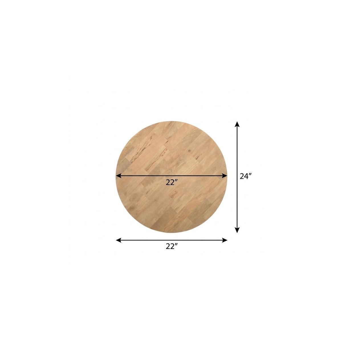 24" Natural Solid Wood Round Cross Leg End Table