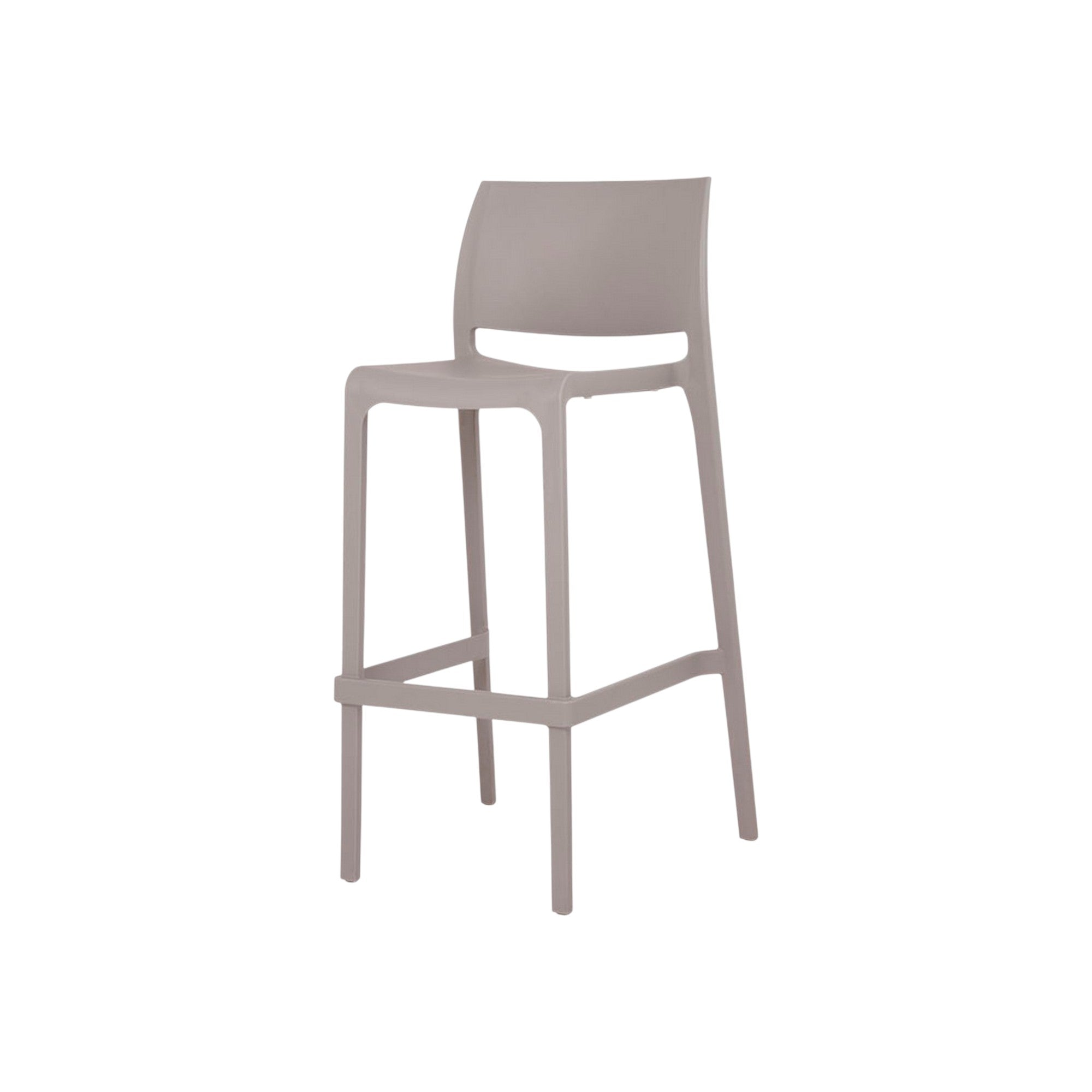Set of Two 30" Taupe Heavy Duty Plastic Low Back Outdoor Bar Height Chairs