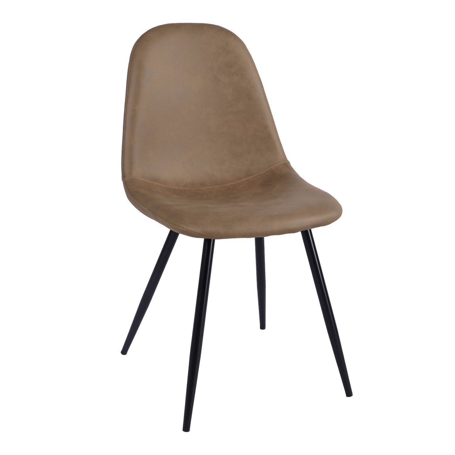 Set of Two Brown and Black Faux Leather and Metal Dining Side Chairs