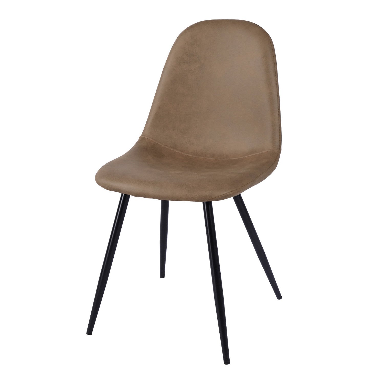 Set of Two Brown and Black Faux Leather and Metal Dining Side Chairs