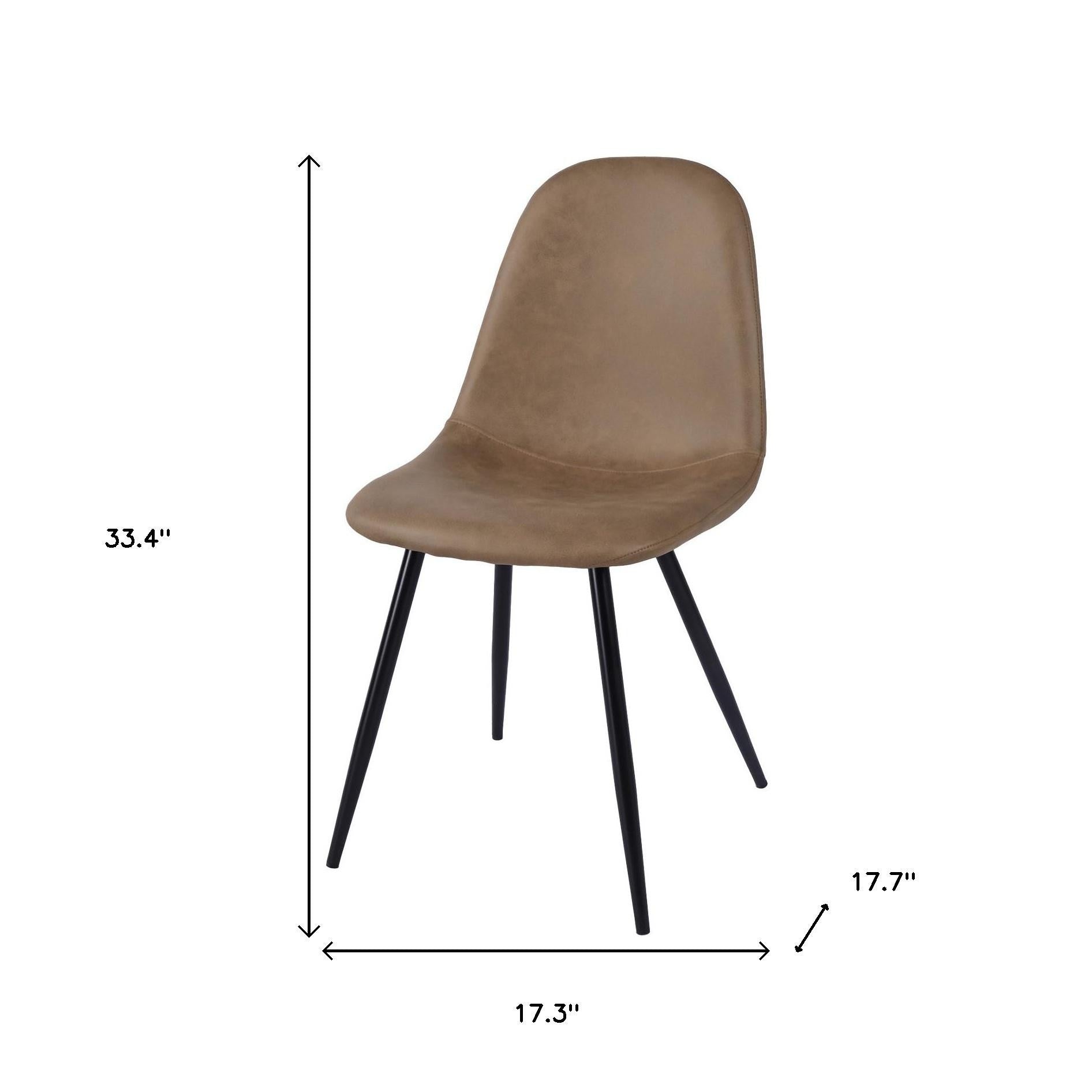 Set of Two Brown and Black Faux Leather and Metal Dining Side Chairs