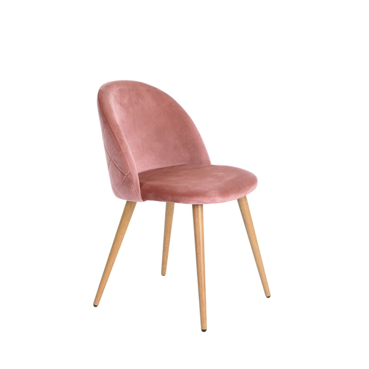 Set of Two Rose and Oak Velvet and Metal Dining Side Chairs