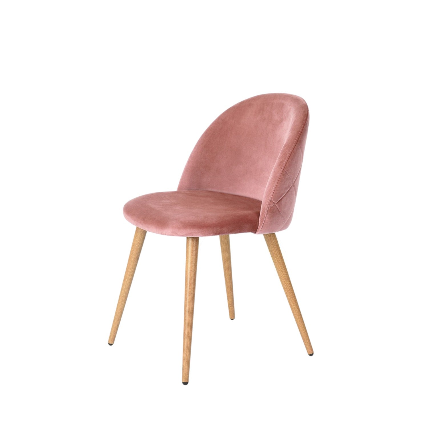 Set of Two Rose and Oak Velvet and Metal Dining Side Chairs
