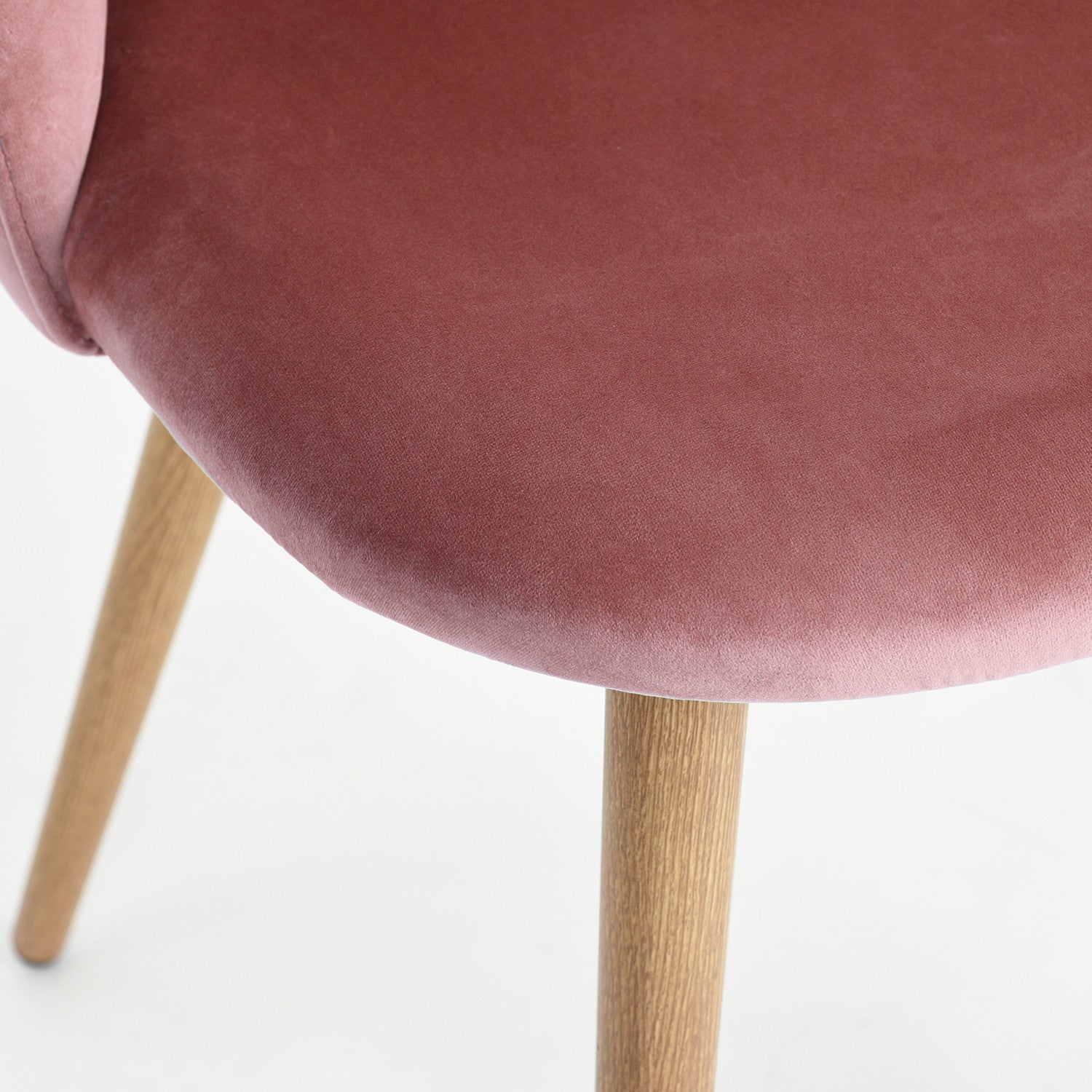 Set of Two Rose and Oak Velvet and Metal Dining Side Chairs