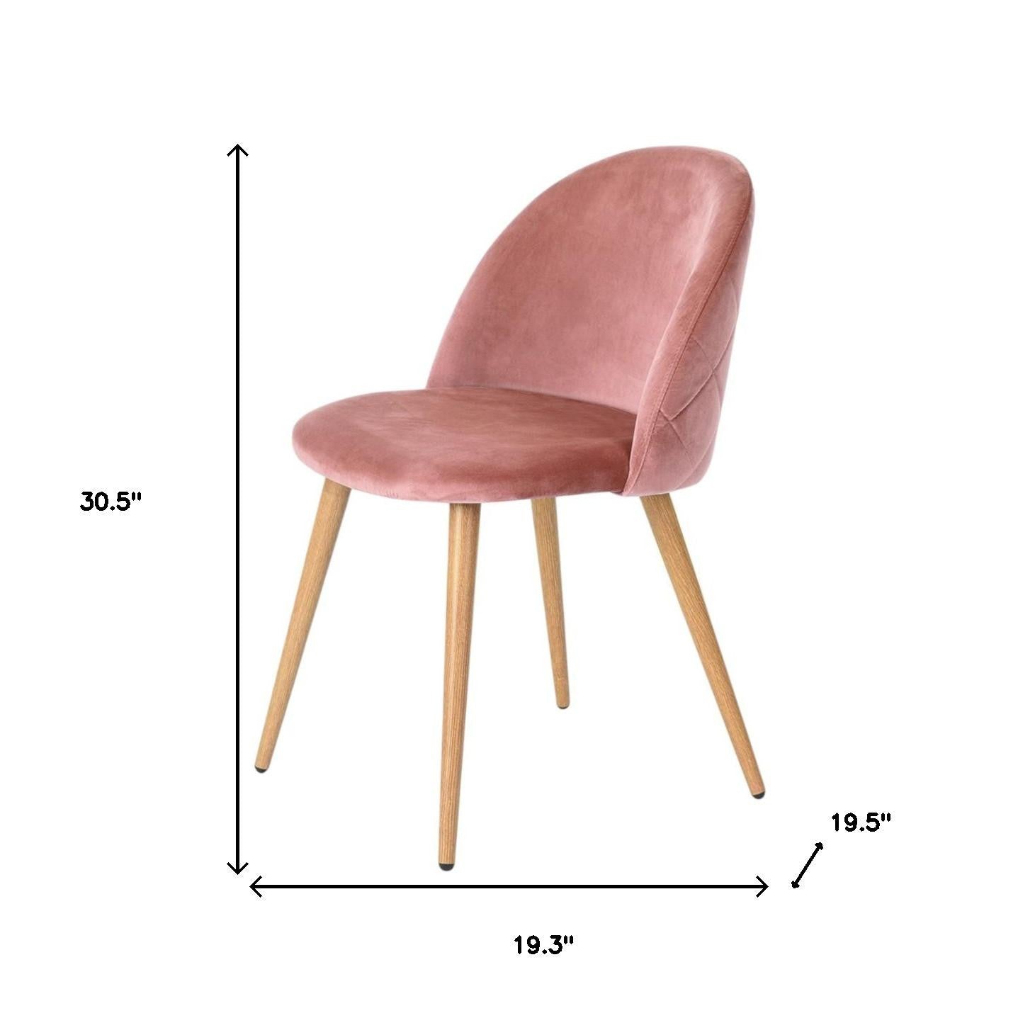 Set of Two Rose and Oak Velvet and Metal Dining Side Chairs
