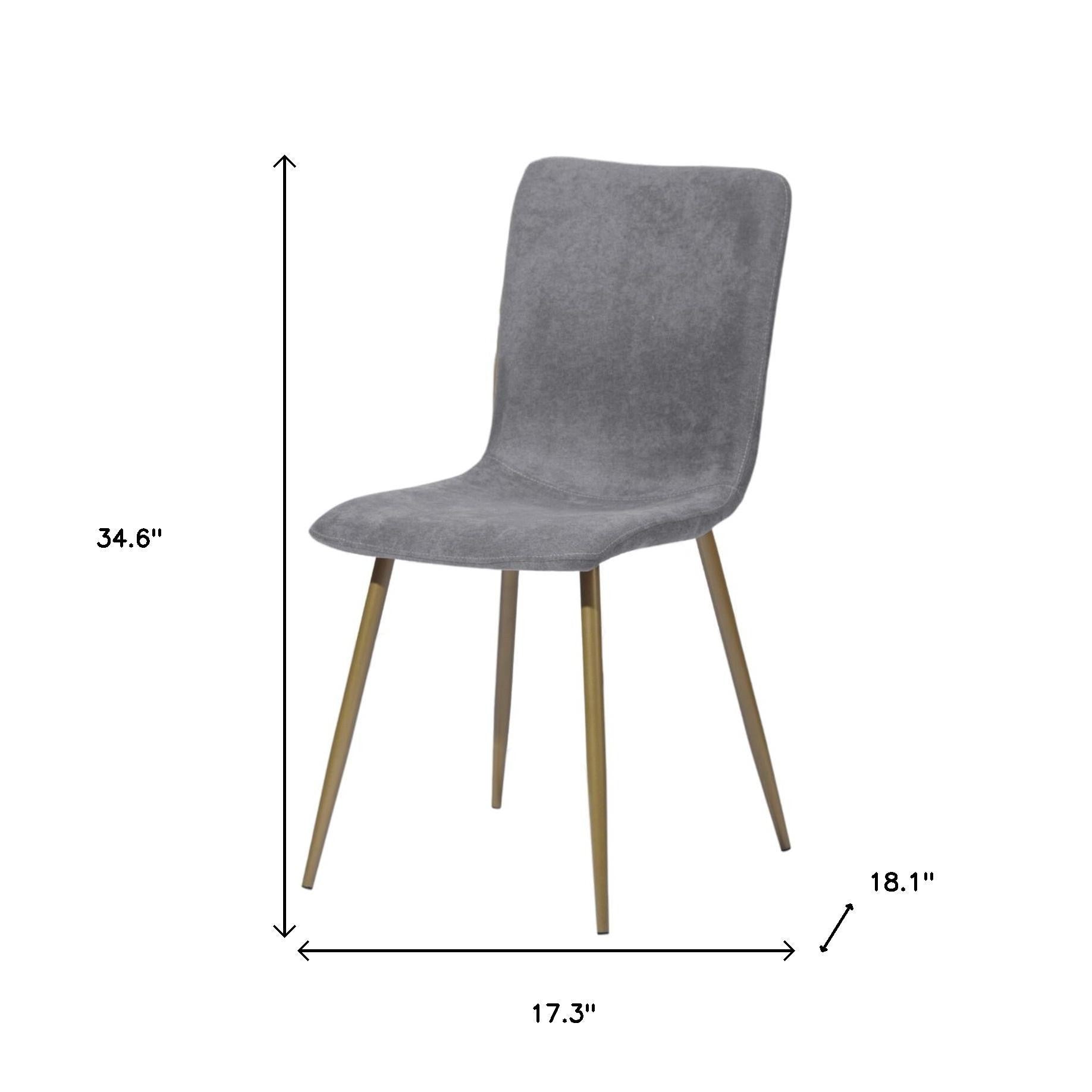 Set of Four Dark Gray and Gold Fabric Dining Side Chairs