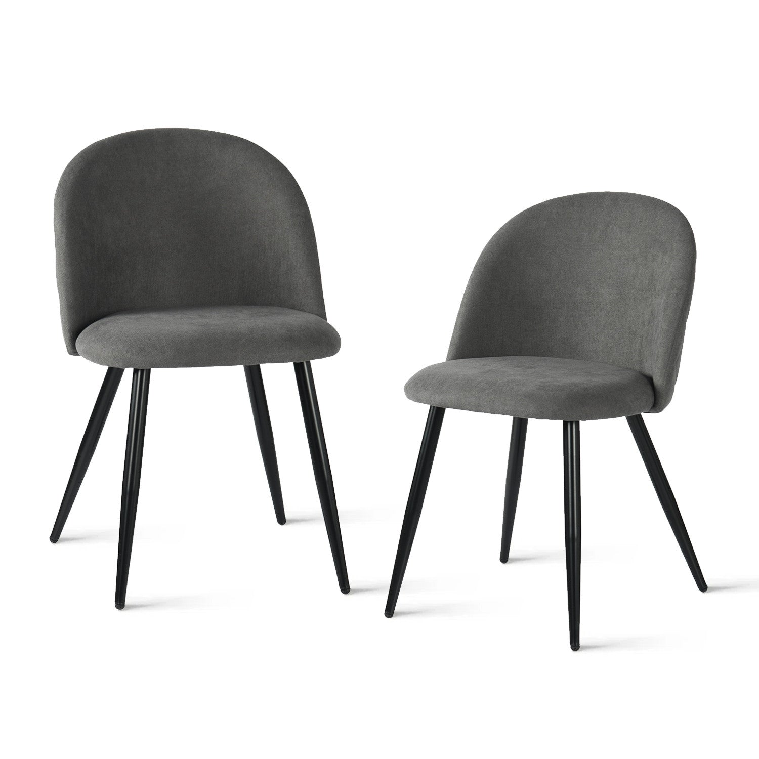 Set of Two Gray and Black Upholstered Fabric Dining Side Chairs