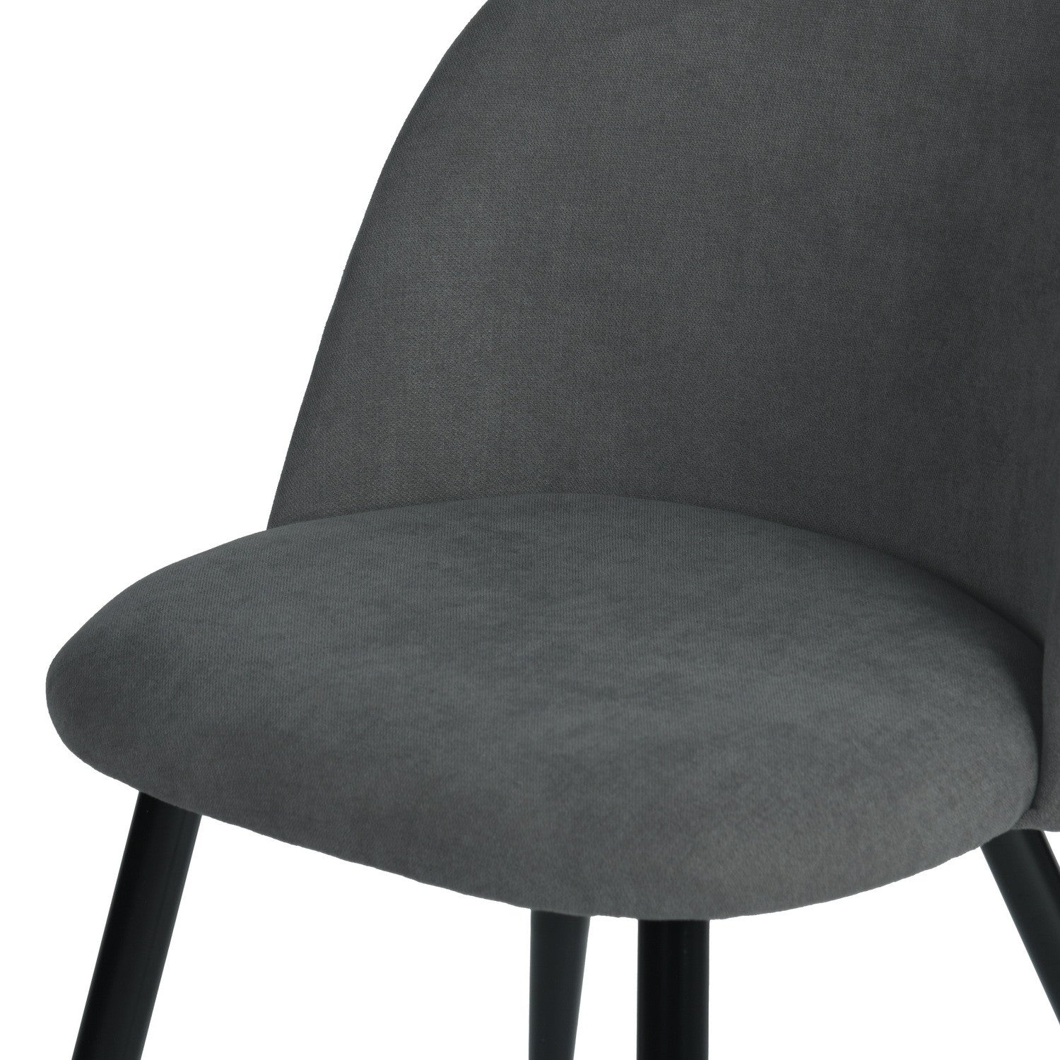 Set of Two Gray and Black Upholstered Fabric Dining Side Chairs